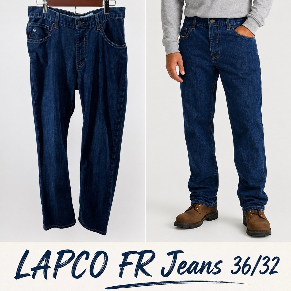 Lapco FR Flame Resistant Jeans 36X32 Blue CAT 2 NFPA 2112 Work Pants USA